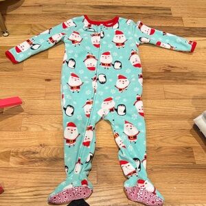 Festive Santa and Penguin Kids One Piece